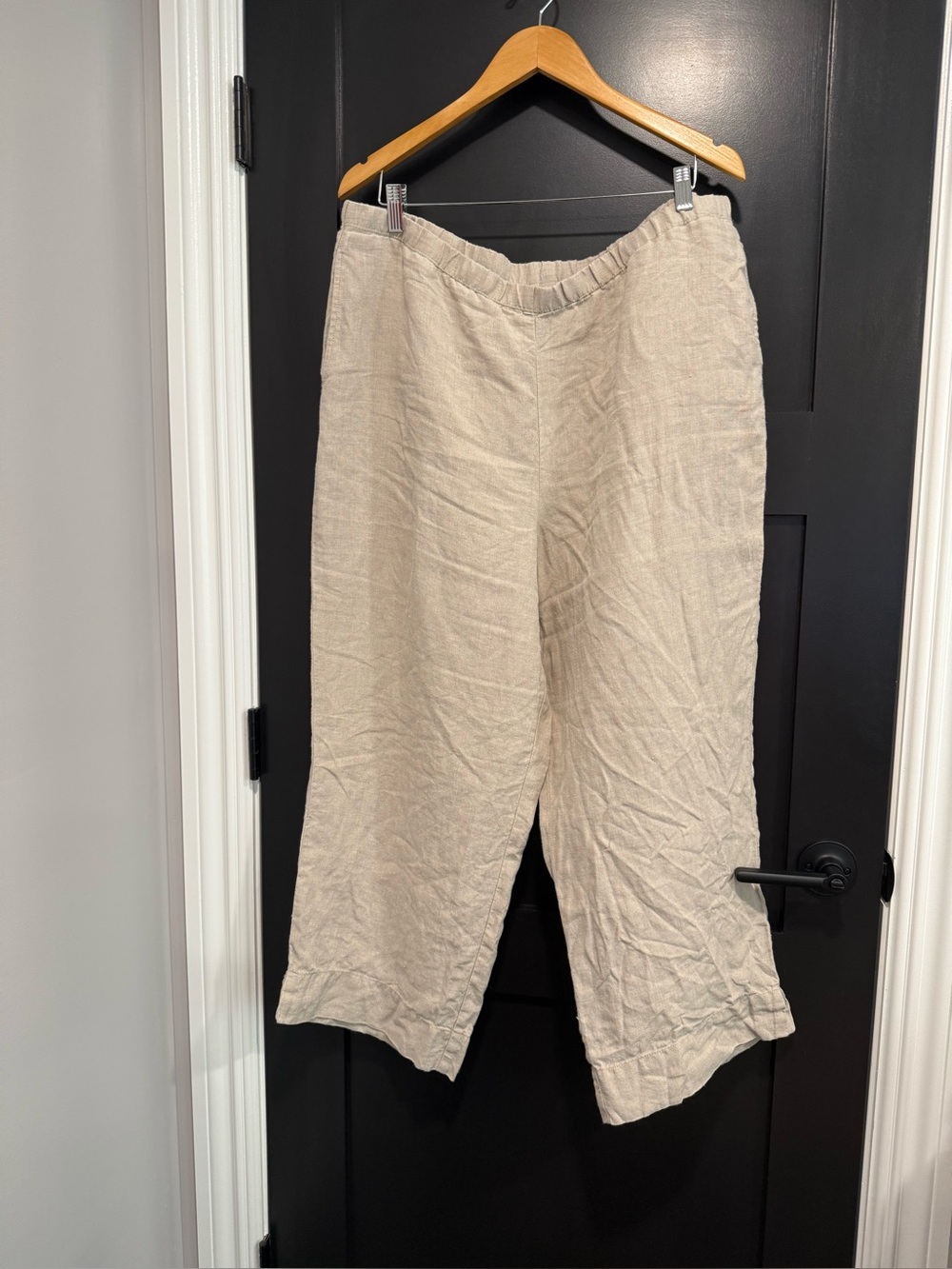 J. Jill Wide Leg 100% Linen Pant Stretch Waist Oatmeal XL
